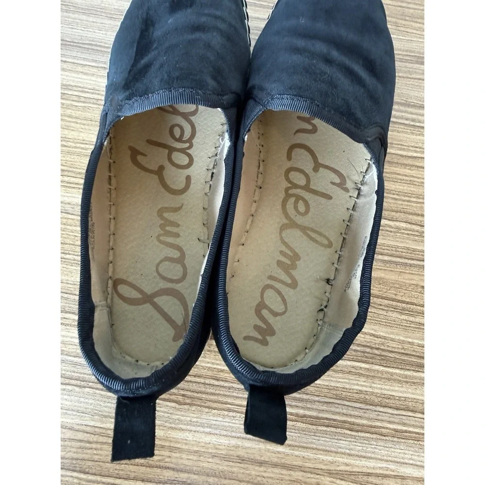 Sam Edelman Black Suede Carrin Espadrille Flats Slip On Casual Shoes Size 8